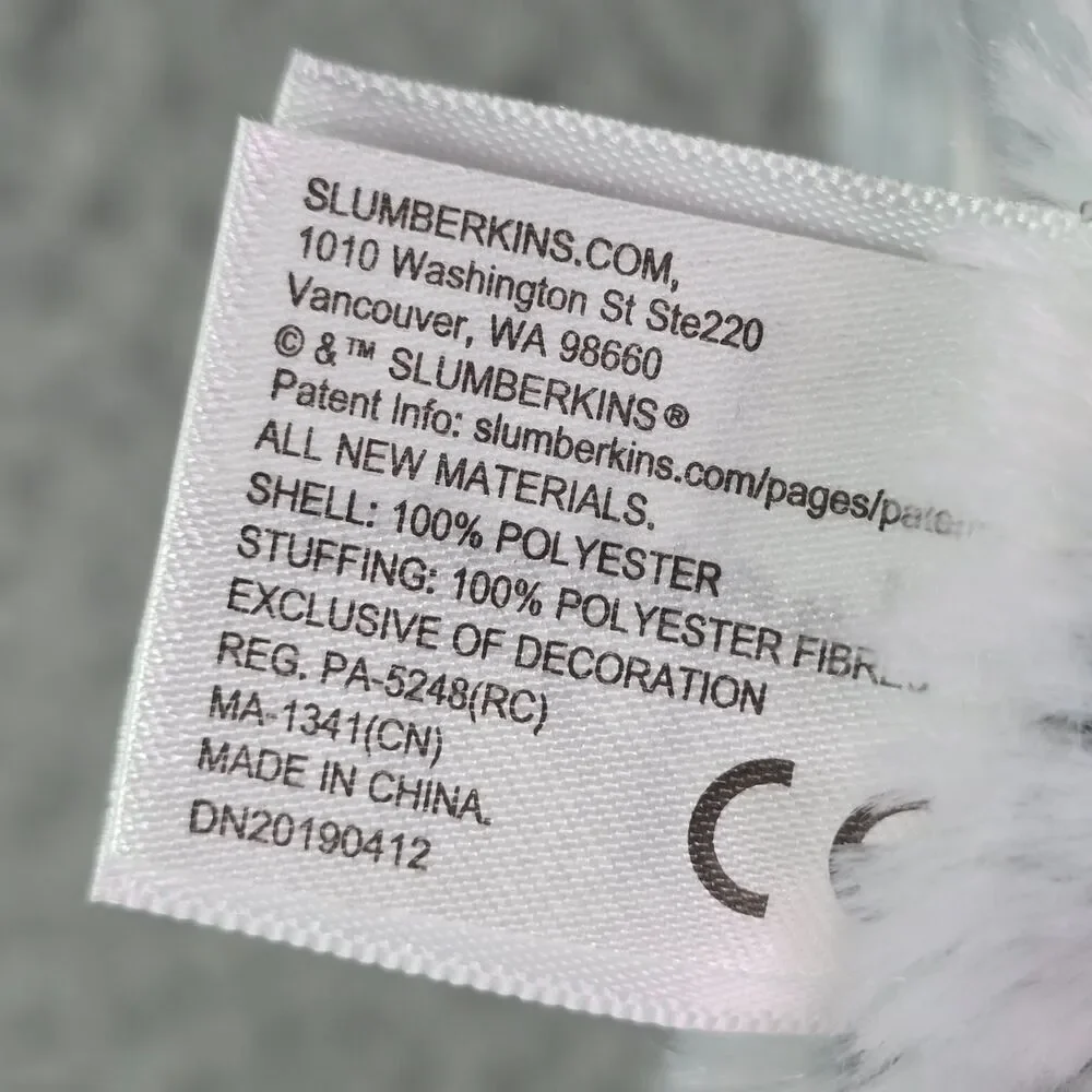 Slumberkins Fox Plush Lovey Gray White 19.5in Stuffed Animal Comfort Toy